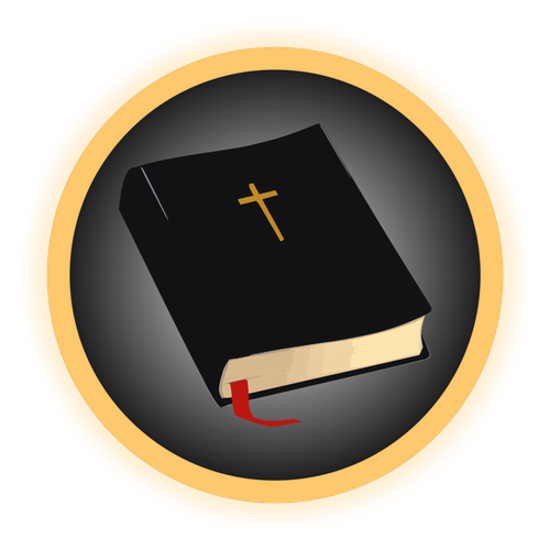 Black Bible with a golden cross and a red bookmark.
