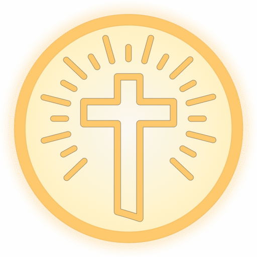 Holy Focus app icon – radiant Christian cross in golden circle